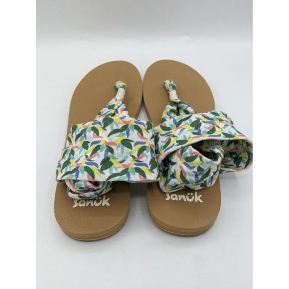 Women's Sanuk Yoga Siing ST Solstice Sandals Shoes Size 8 Floral Flip Flops - Picture 4 of 5